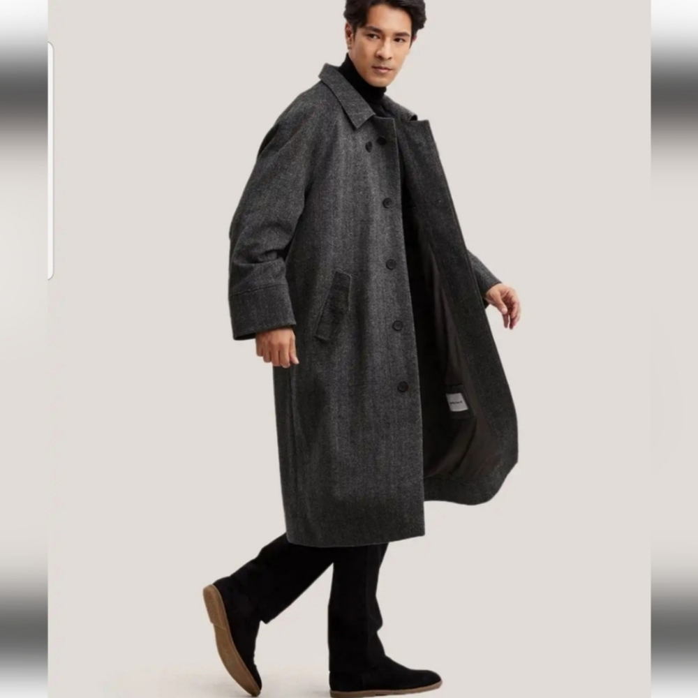 NWT Single Breasted Wool-Cashmere Overcoat (Grey) - Gentle Herd - Picture 3 of 16